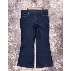 New SPANX Jeans 3X Womens High Rise Flare Tummy Control Raw Indigo Denim